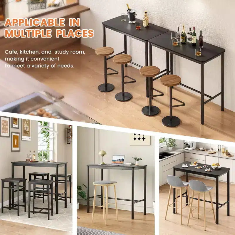 Table de bar PexFix 47 haute, rectangulaire, noire pour café, cuisine et salle d'étude