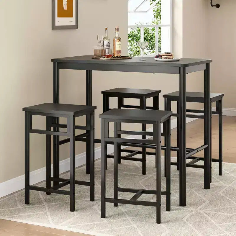 Table de bar PexFix 47 haute, rectangulaire, noire pour café, cuisine et salle d'étude