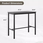 Table de bar PexFix 47 haute, rectangulaire, noire pour café, cuisine et salle d'étude