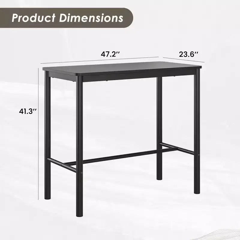 Table de bar PexFix 47 haute, rectangulaire, noire pour café, cuisine et salle d'étude