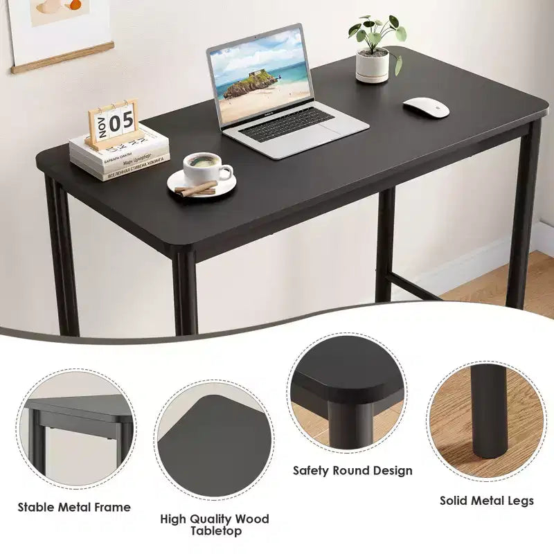Table de bar PexFix 47 haute, rectangulaire, noire pour café, cuisine et salle d'étude