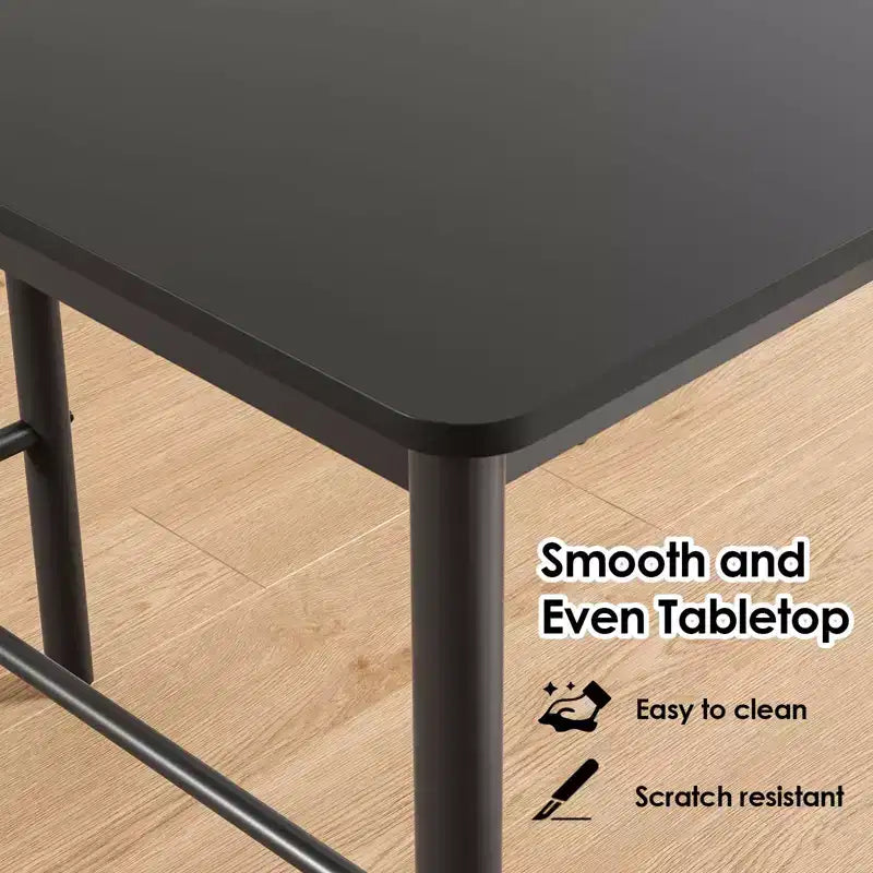 Table de bar PexFix 47 haute, rectangulaire, noire pour café, cuisine et salle d'étude