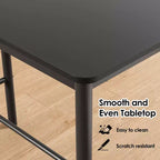 Table de bar PexFix 47 haute, rectangulaire, noire pour café, cuisine et salle d'étude