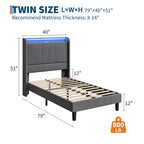 Cadre de lit plateforme rembourré en tissu GustoWave, avec rangement sous le lit, lattes en acier