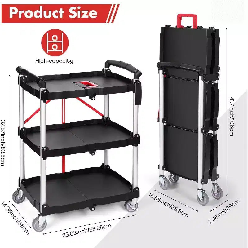 Chariot de service pliant GustoWave pour bureau, bar, maison, cuisine, rangement