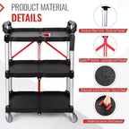 Chariot de service pliant GustoWave pour bureau, bar, maison, cuisine, rangement