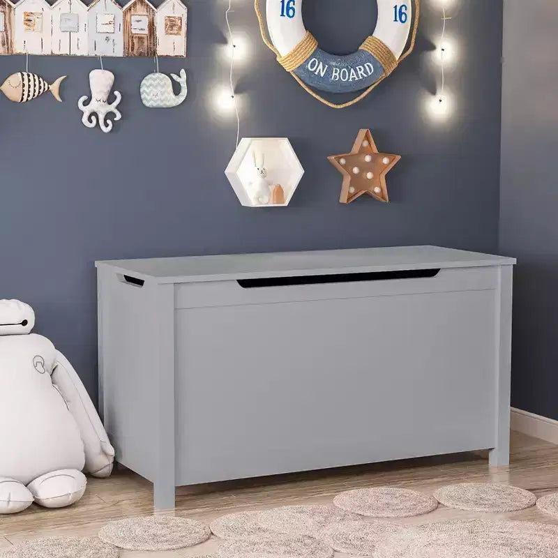 Coffre à jouets en bois pour enfants avec couvercle à charnière de sécurité, pour les 2 ans et plus (blanc)