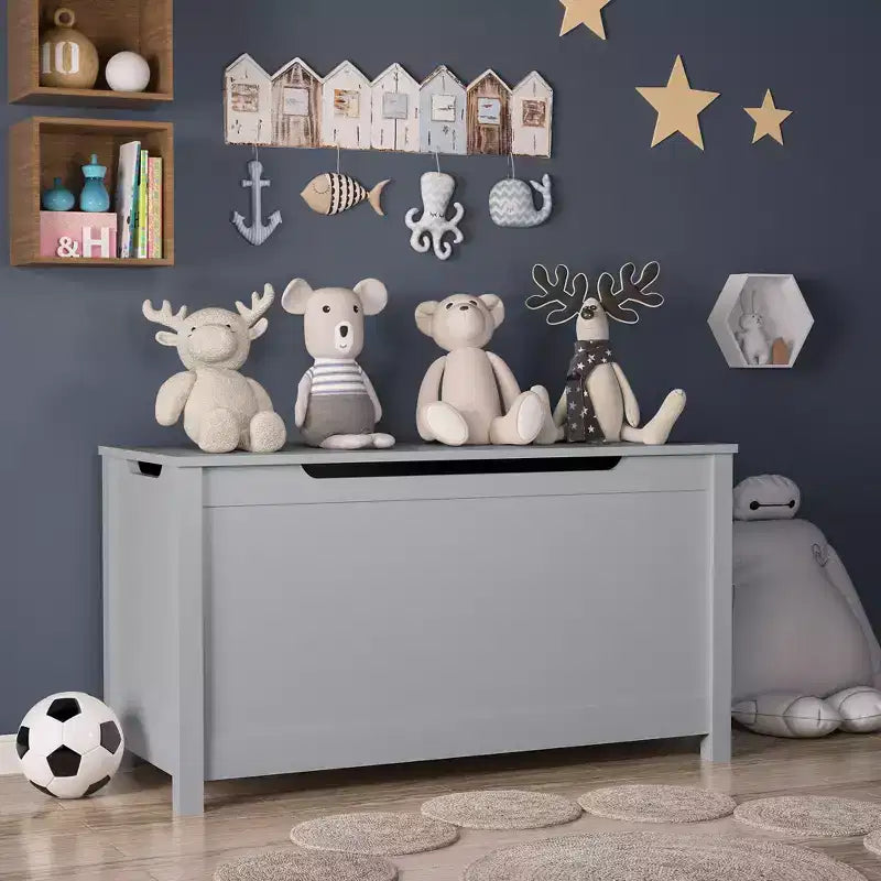 Coffre à jouets en bois pour enfants avec couvercle à charnière de sécurité, pour les 2 ans et plus (blanc)