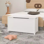 Coffre à jouets en bois pour enfants avec couvercle à charnière de sécurité, pour les 2 ans et plus (blanc)