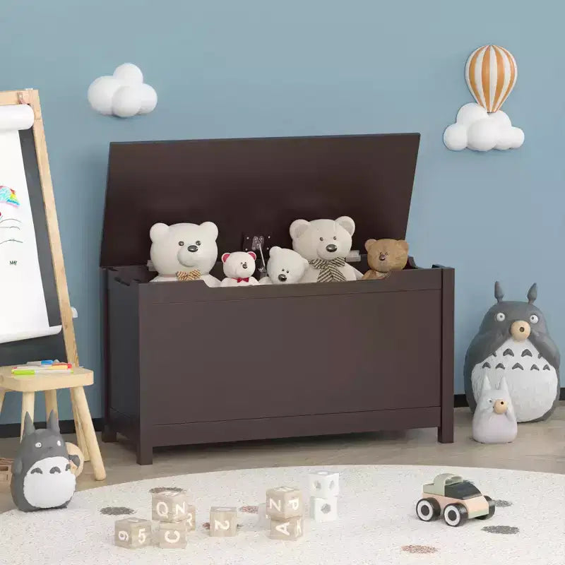 Coffre à jouets en bois pour enfants avec couvercle à charnière de sécurité, pour les 2 ans et plus (blanc)