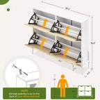 Meuble à chaussures GustoWave, Organisateur de chaussures en rotin naturel avec 4 tiroirs basculants, Meuble à chaussures étroit sur pied avec pieds en métal et étagère réglable