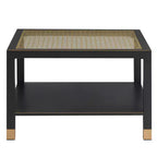 Table basse Probe Hues en verre, avec plateau trempé à accents dorés et structure en métal