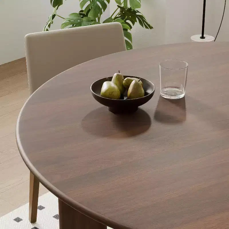 PexFix Table à manger de ferme 42 en bois massif de noyer avec plateau rond en bois pour salles à manger modernes et réunions de famille