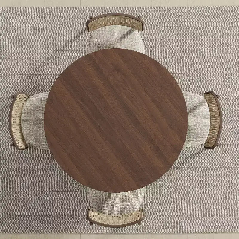 PexFix Table à manger de ferme 42 en bois massif de noyer avec plateau rond en bois pour salles à manger modernes et réunions de famille
