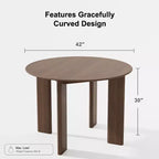 PexFix Table à manger de ferme 42 en bois massif de noyer avec plateau rond en bois pour salles à manger modernes et réunions de famille