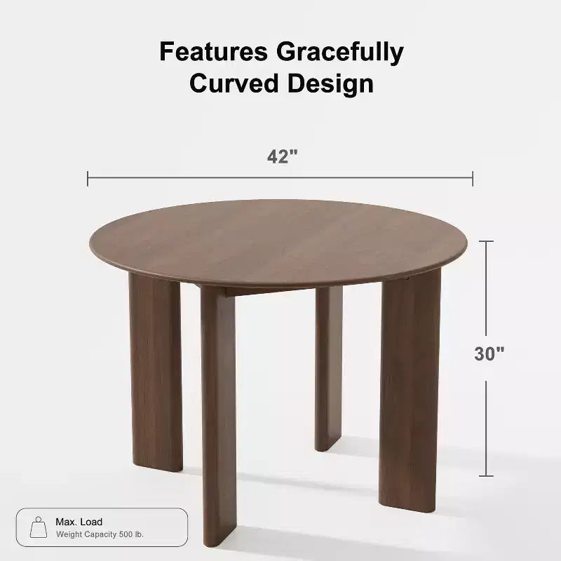 PexFix Table à manger de ferme 42 en bois massif de noyer avec plateau rond en bois pour salles à manger modernes et réunions de famille
