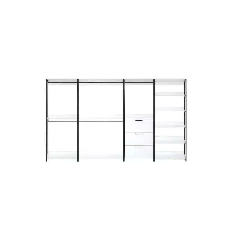 HomeStock - Système de placard en composite de bois blanc de 77,7 po (H) x 143 po (L) pour rangement universel avec bacs de rangement