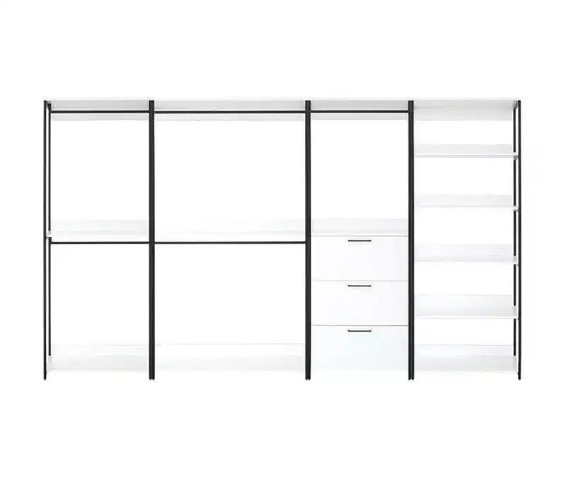 HomeStock - Système de placard en composite de bois blanc de 77,7 po (H) x 143 po (L) pour rangement universel avec bacs de rangement