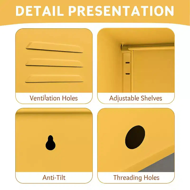 Table d'appoint de chambre moderne minimaliste avec 2 étagères réglables, design anti-basculement, meuble de rangement multiple