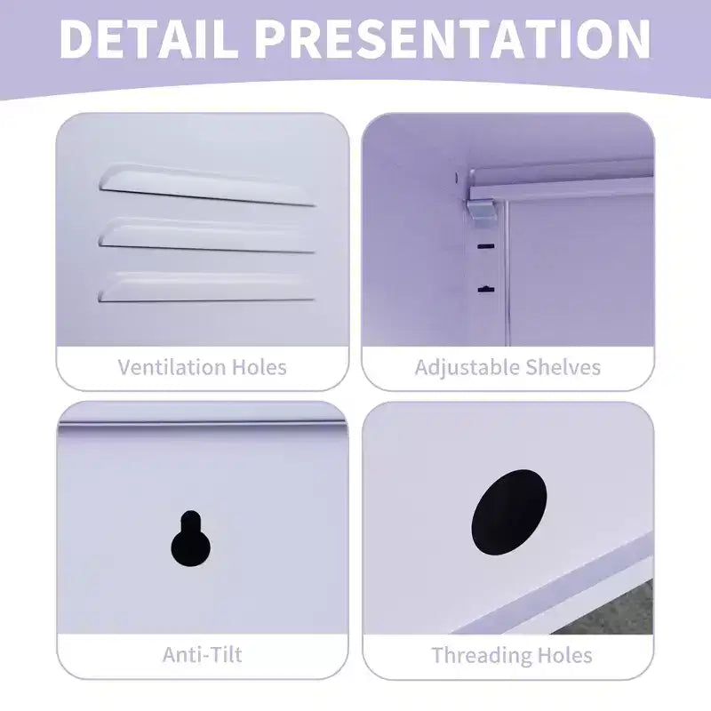 Table d'appoint de chambre moderne minimaliste avec 2 étagères réglables, design anti-basculement, meuble de rangement multiple