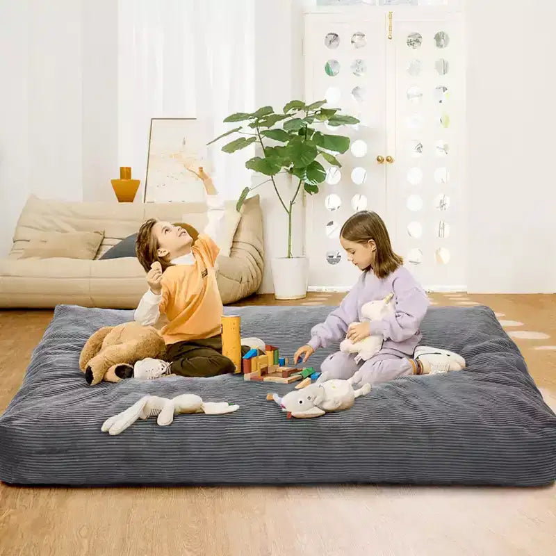 Pouf géant 2 en 1, Grands poufs, Coussins de sol convertibles pour adultes, Lit pouf géant
