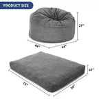 Pouf géant 2 en 1, Grands poufs, Coussins de sol convertibles pour adultes, Lit pouf géant