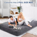 Pouf géant 2 en 1, Grands poufs, Coussins de sol convertibles pour adultes, Lit pouf géant