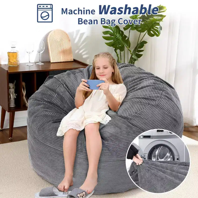 Pouf géant 2 en 1, Grands poufs, Coussins de sol convertibles pour adultes, Lit pouf géant