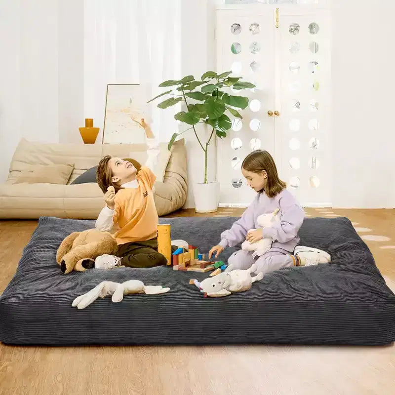 Pouf géant 2 en 1, Grands poufs, Coussins de sol convertibles pour adultes, Lit pouf géant