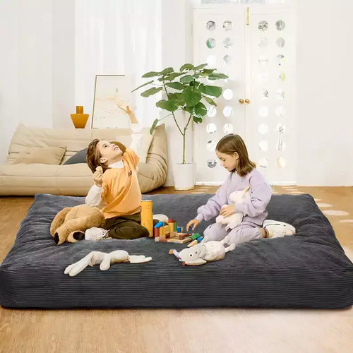 Pouf géant 2 en 1, Grands poufs, Coussins de sol convertibles pour adultes, Lit pouf géant