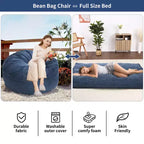 Pouf géant 2 en 1, Grands poufs, Coussins de sol convertibles pour adultes, Lit pouf géant