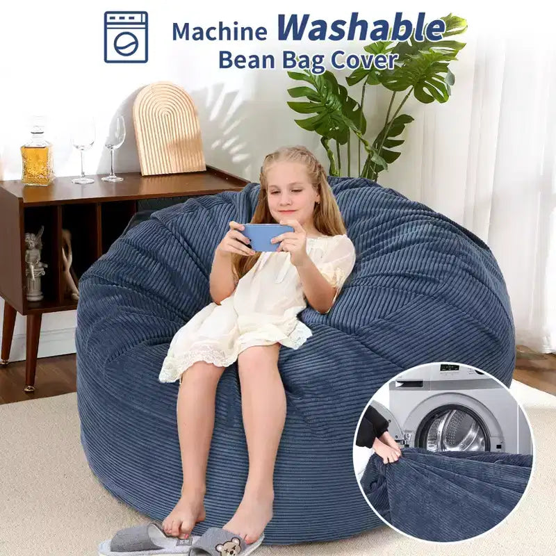 Pouf géant 2 en 1, Grands poufs, Coussins de sol convertibles pour adultes, Lit pouf géant