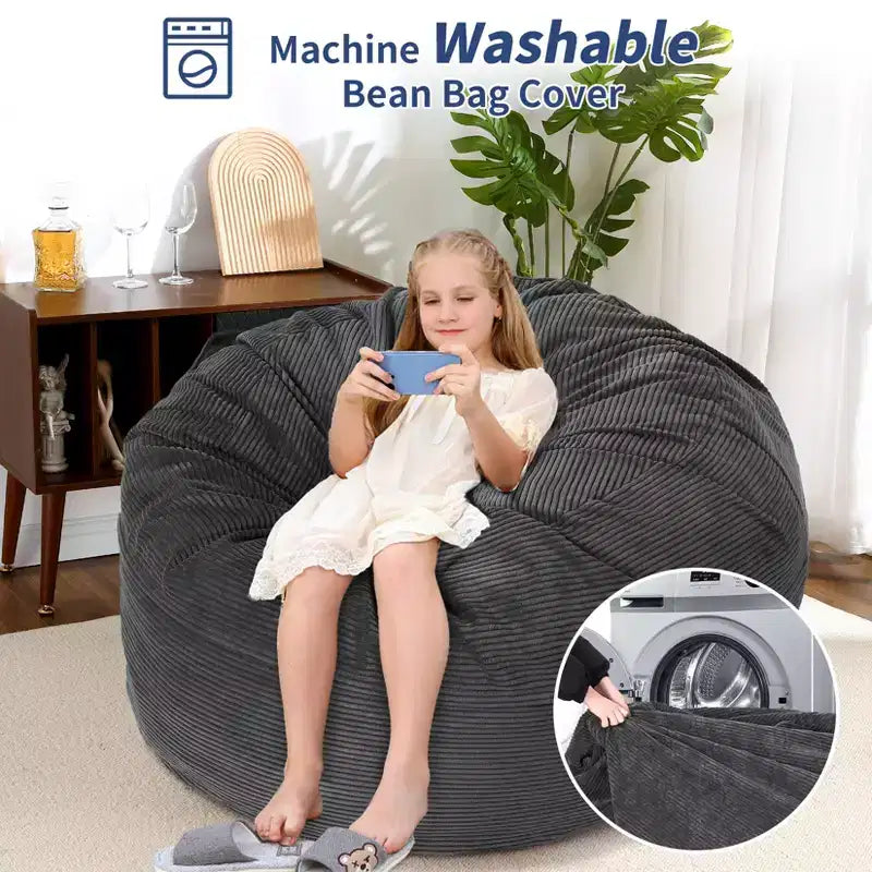 Pouf géant 2 en 1, Grands poufs, Coussins de sol convertibles pour adultes, Lit pouf géant