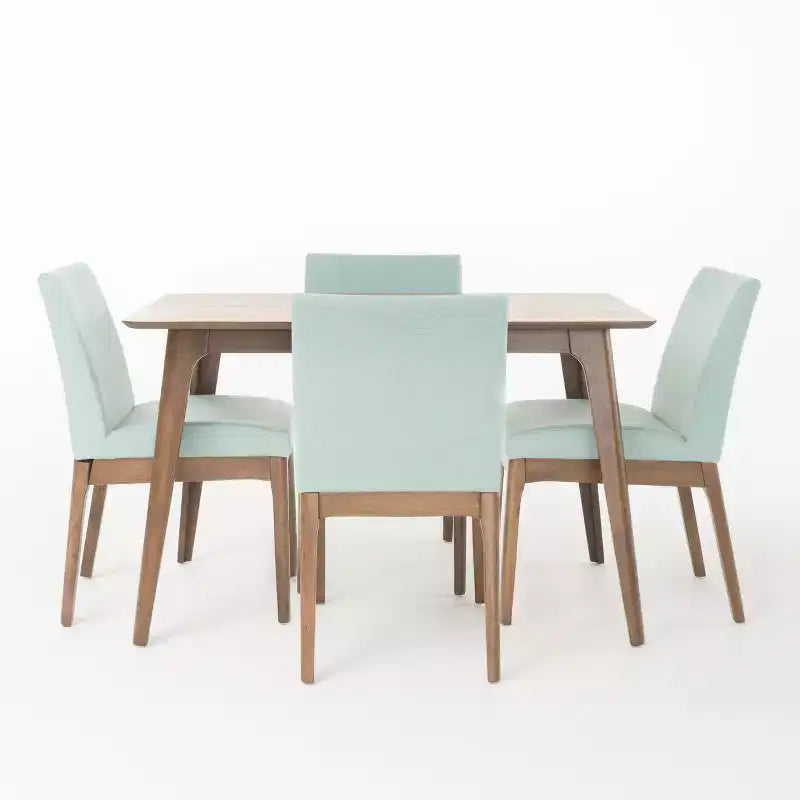Ensemble de salle à manger GDFStudio Brittany 5 pièces de style milieu de siècle avec rembourrage en tissu