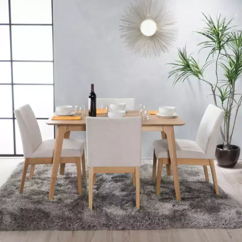 Ensemble de salle à manger GDFStudio Brittany 5 pièces de style milieu de siècle avec rembourrage en tissu