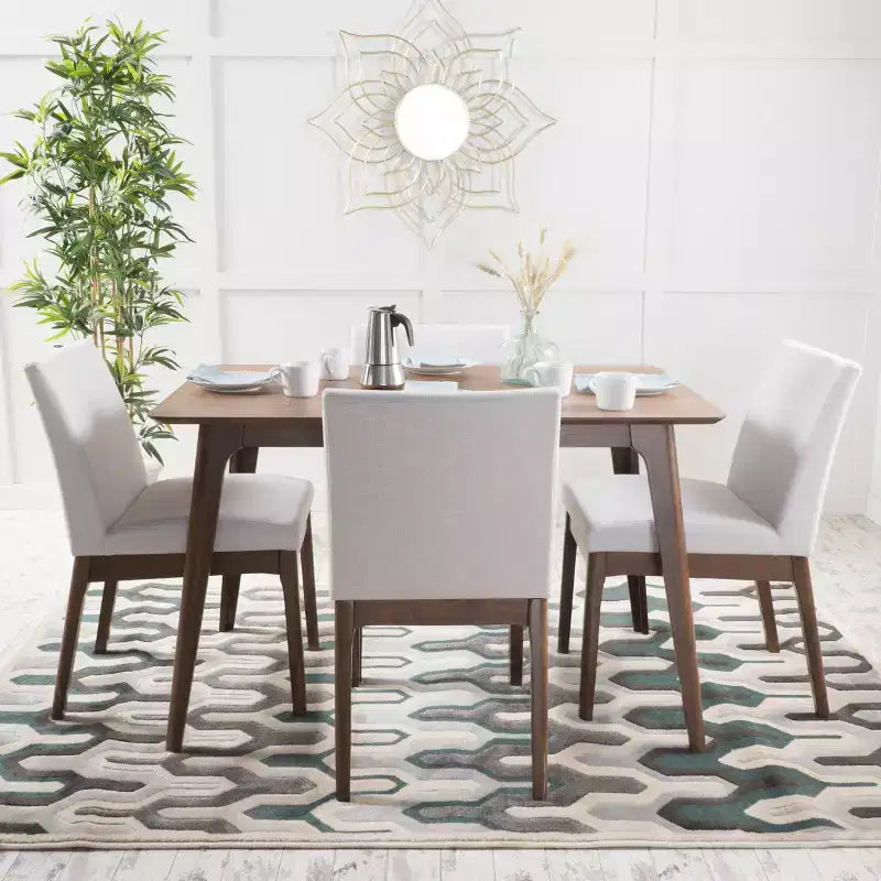 Ensemble de salle à manger GDFStudio Brittany 5 pièces de style milieu de siècle avec rembourrage en tissu