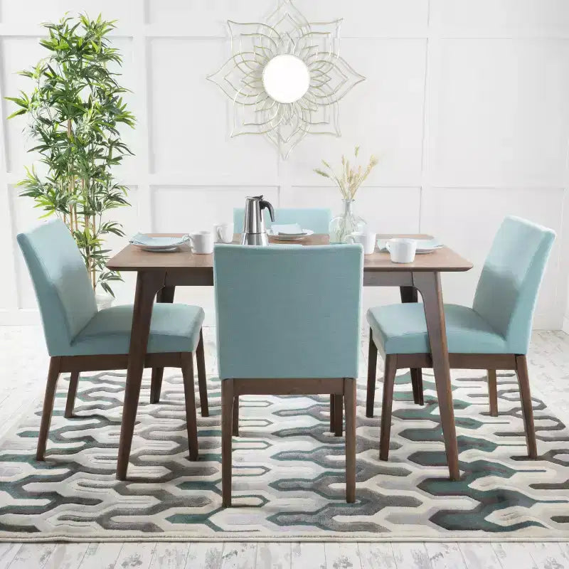 Ensemble de salle à manger GDFStudio Brittany 5 pièces de style milieu de siècle avec rembourrage en tissu