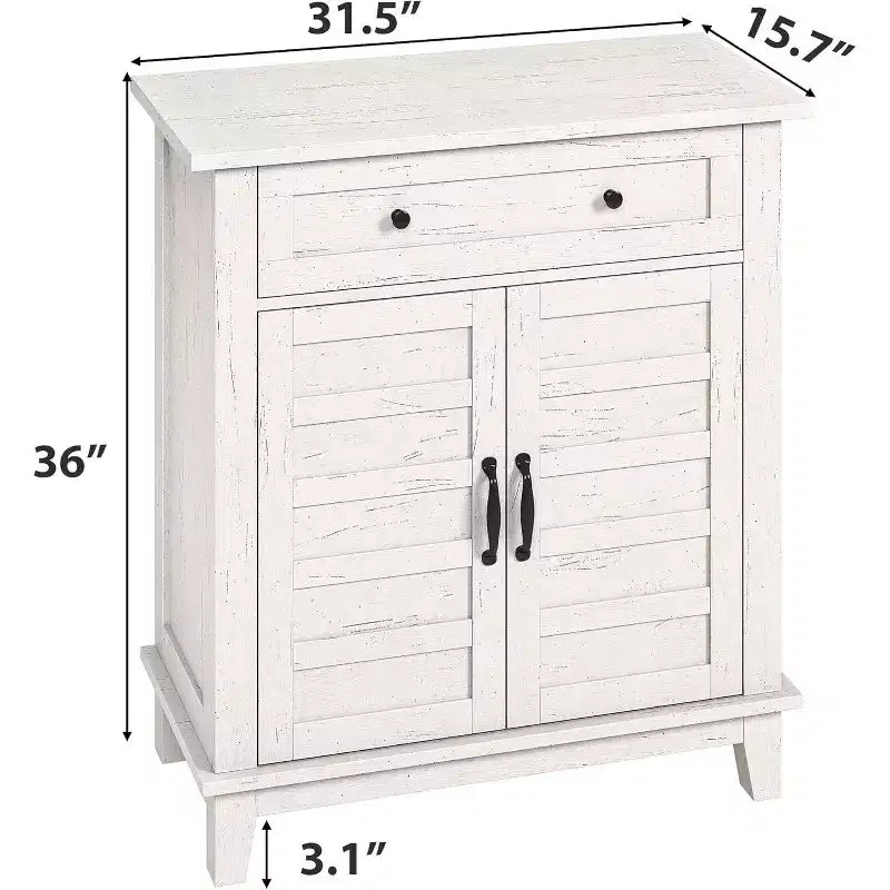 Meuble de rangement rustique 31,5 avec étagères réglables à 3 niveaux, organisateur d'entrée de style ferme avec portes à lattes, conception étanche pour la cuisine