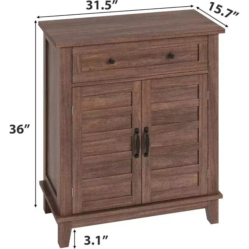 Meuble de rangement rustique 31,5 avec étagères réglables à 3 niveaux, organisateur d'entrée de style ferme avec portes à lattes, conception étanche pour la cuisine