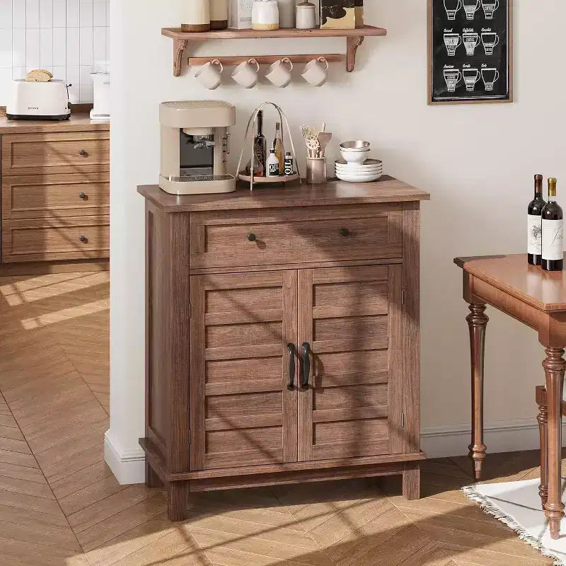 Meuble de rangement rustique 31,5 avec étagères réglables à 3 niveaux, organisateur d'entrée de style ferme avec portes à lattes, conception étanche pour la cuisine