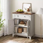 Meuble de rangement rustique 31,5 avec étagères réglables à 3 niveaux, organisateur d'entrée de style ferme avec portes à lattes, conception étanche pour la cuisine
