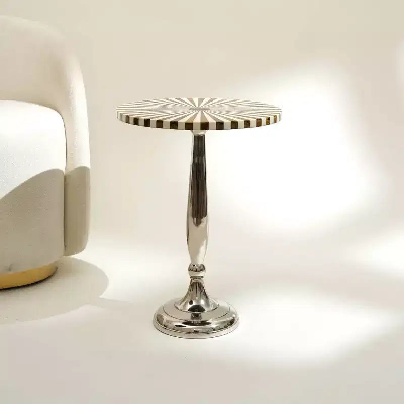 GDFStudio Simon Table d'appoint ronde moderne en aluminium de 21 po