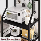 Étagère de cuisine autoportante, support à micro-ondes à 5 niveaux avec panier métallique et pieds réglables, station de café industrielle de 128,78 cm de hauteur