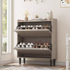 Meuble à chaussures 2 tiroirs COZONY avec étagère réglable, organisateur de rangement de chaussures dissimulé avec tiroir basculant pour entrée, couloir et salon
