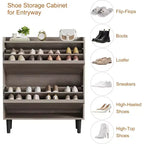 Meuble à chaussures 2 tiroirs COZONY avec étagère réglable, organisateur de rangement de chaussures dissimulé avec tiroir basculant pour entrée, couloir et salon