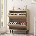 Meuble à chaussures 2 tiroirs COZONY avec étagère réglable, organisateur de rangement de chaussures dissimulé avec tiroir basculant pour entrée, couloir et salon