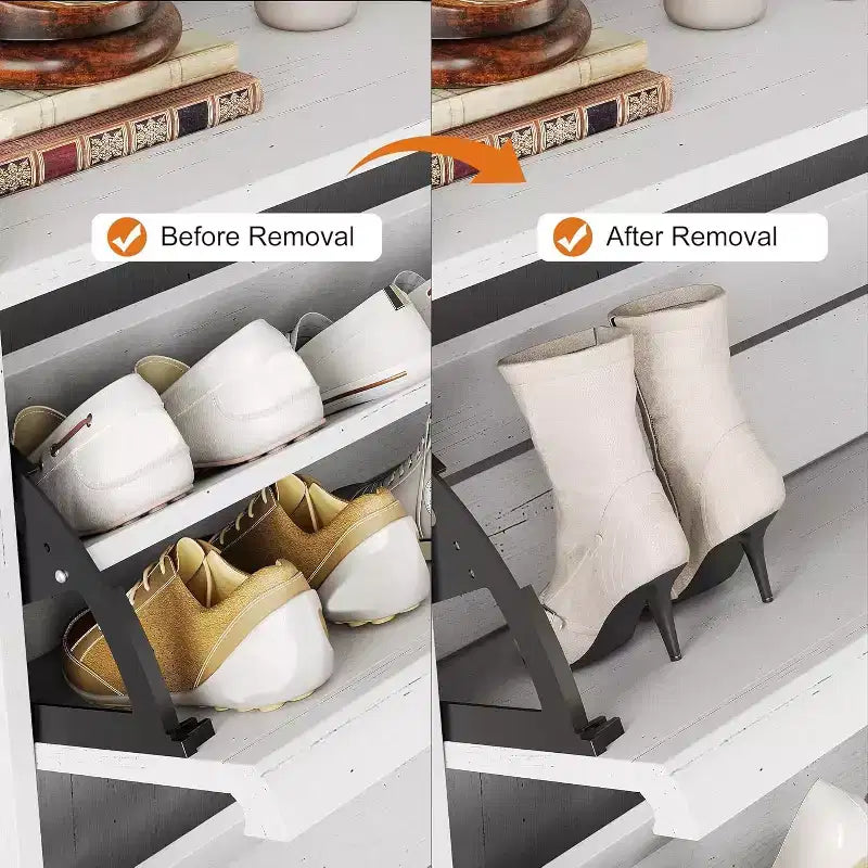 Meuble à chaussures 2 tiroirs COZONY avec étagère réglable, organisateur de rangement de chaussures dissimulé avec tiroir basculant pour entrée, couloir et salon