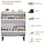 Meuble à chaussures 2 tiroirs COZONY avec étagère réglable, organisateur de rangement de chaussures dissimulé avec tiroir basculant pour entrée, couloir et salon