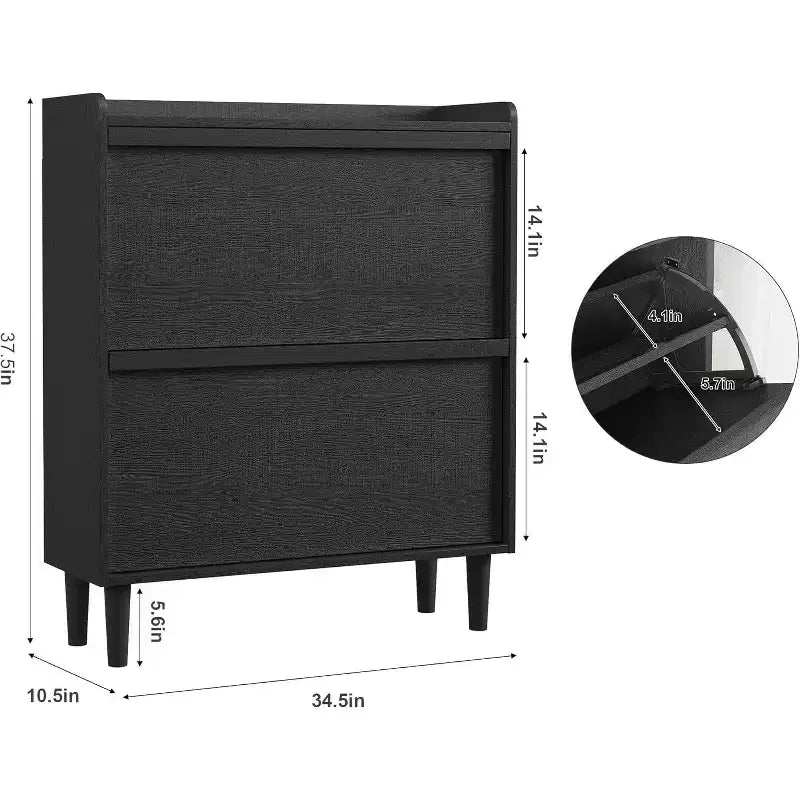 Meuble à chaussures 2 tiroirs COZONY avec étagère réglable, organisateur de rangement de chaussures dissimulé avec tiroir basculant pour entrée, couloir et salon