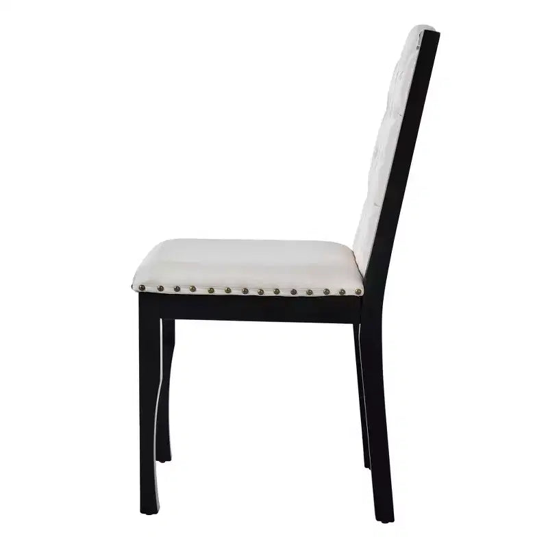 Ensemble de salle à manger rétro 6 pièces, table rectangulaire en bois et 4 chaises capitonnées à dossier haut et 1 banc